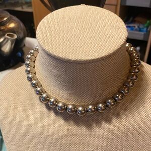 Vintage Monet Metallic Silver Bead Necklace